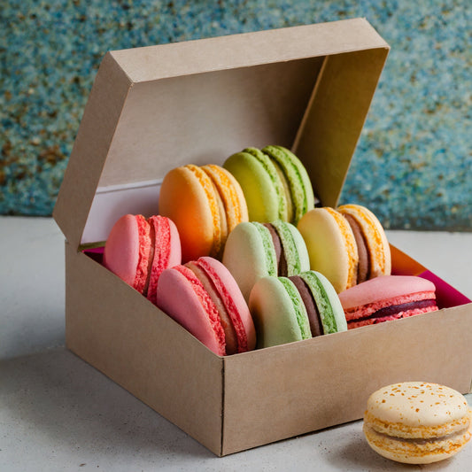 French macarons in a variety of flavors. 