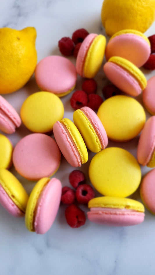 Lemon Raspberry Macarons - Elegant Impressions Bakery