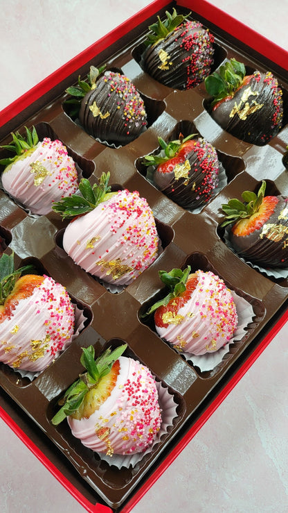 Delicious chocolate covered strawberries for dessert.